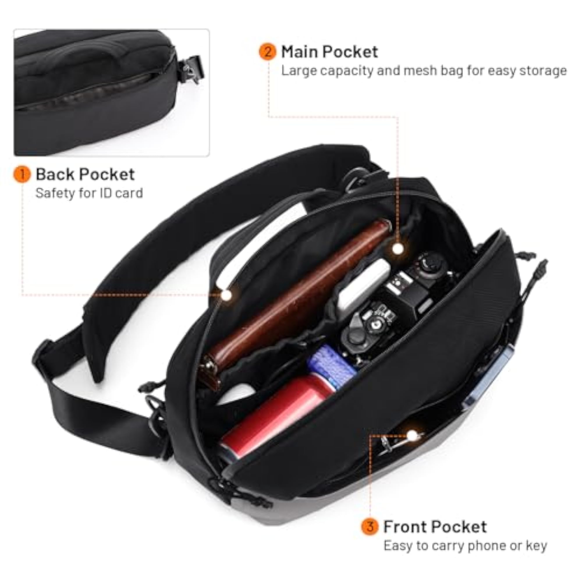 Crossbody Sling Backpack Water-resistant Oxford Fabric